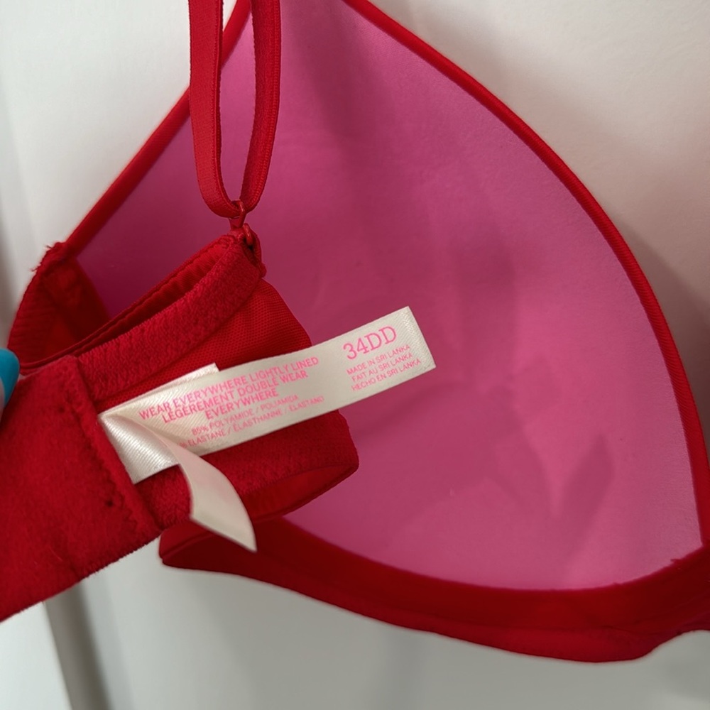 PINK - bra in size 34DD wireless / unwired. color: red. in great condition - Picture 6 of 6